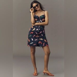 NWT Anthropologie Maeve Printed Candy Buttondown Mini Blue Candys Dress Sz 2